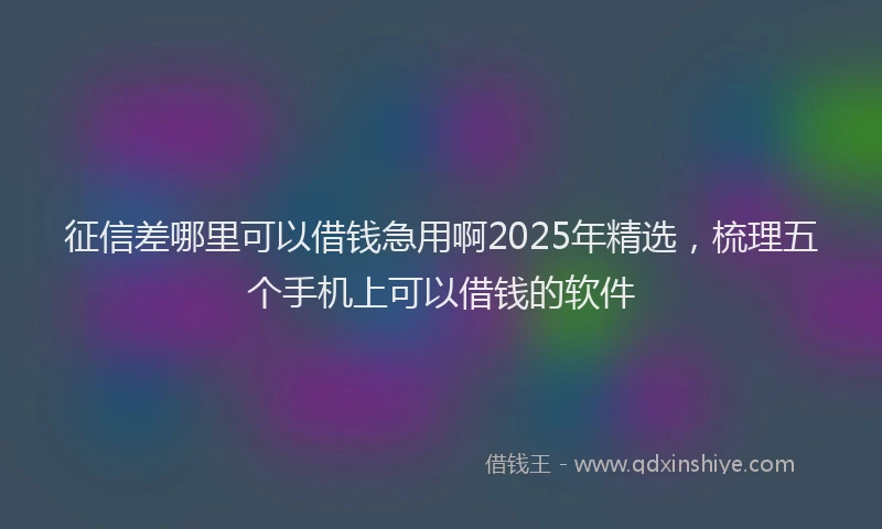征信差哪里可以借钱急用啊2025年精选，梳理五个手机上可以借钱的软件