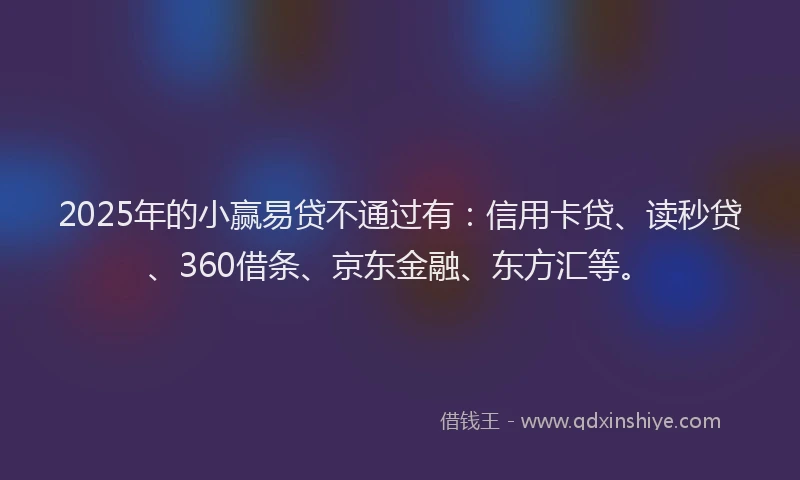 2025年的小赢易贷不通过有：信用卡贷、读秒贷、360借条、京东金融、东方汇等。