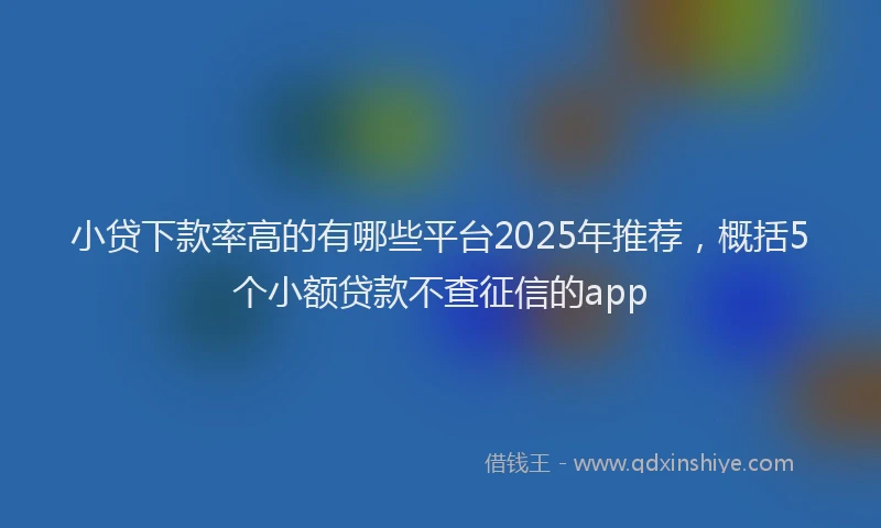 小贷下款率高的有哪些平台2025年推荐，概括5个小额贷款不查征信的app