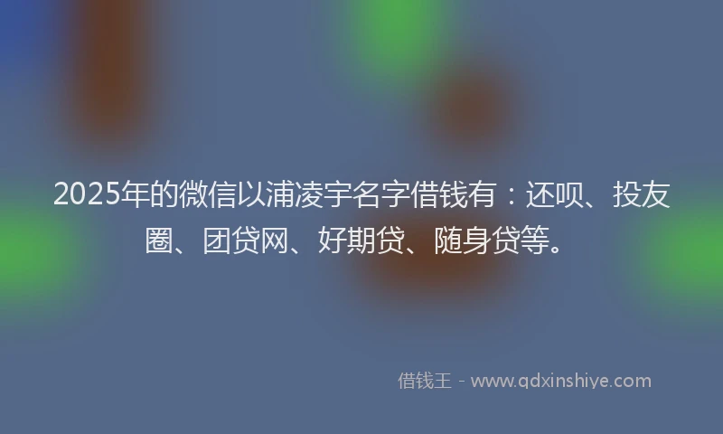 2025年的微信以浦凌宇名字借钱有：还呗、投友圈、团贷网、好期贷、随身贷等。