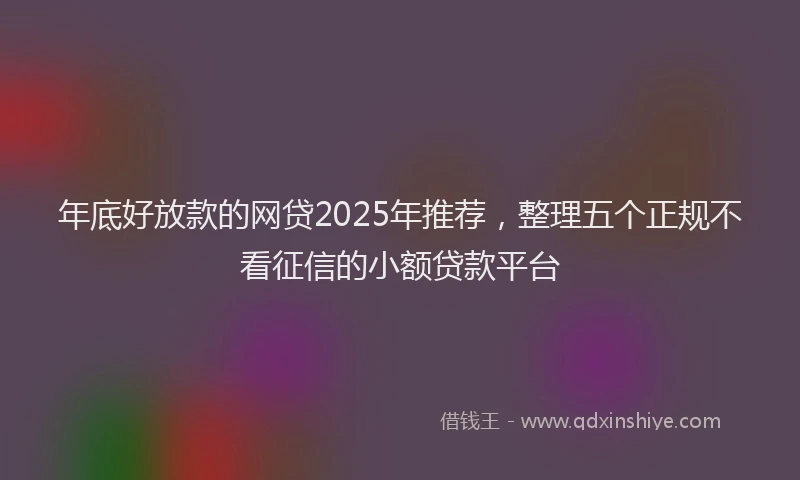 年底好放款的网贷2025年推荐，整理五个正规不看征信的小额贷款平台
