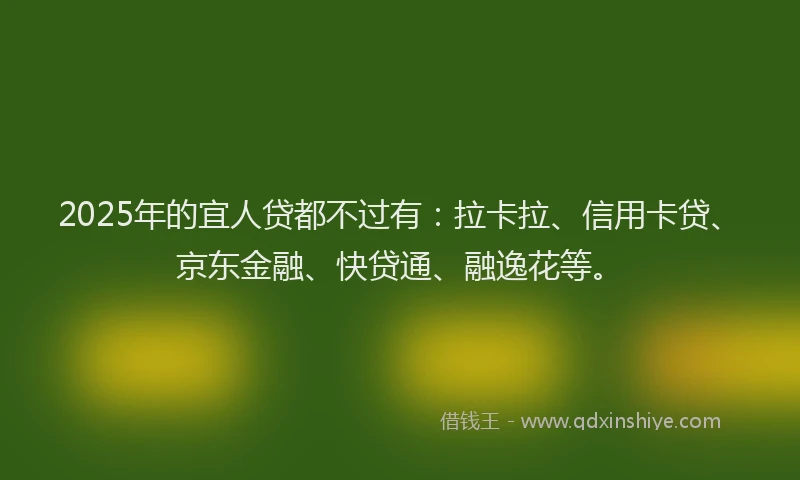 2025年的宜人贷都不过有：拉卡拉、信用卡贷、京东金融、快贷通、融逸花等。