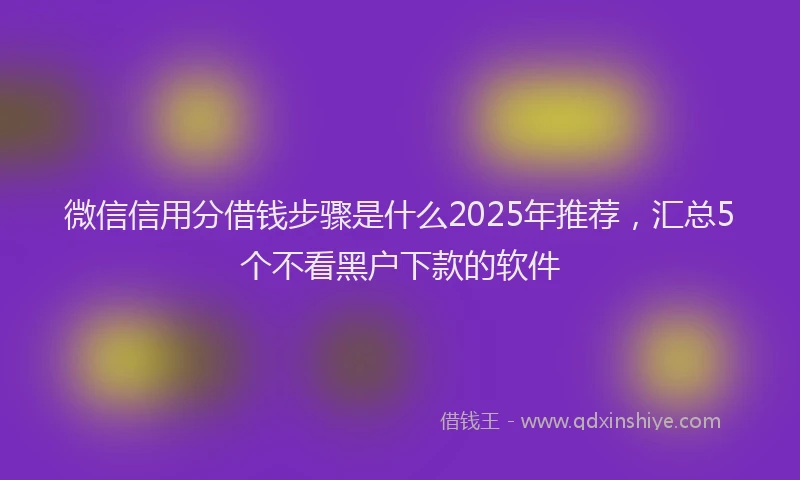 微信信用分借钱步骤是什么2025年推荐，汇总5个不看黑户下款的软件
