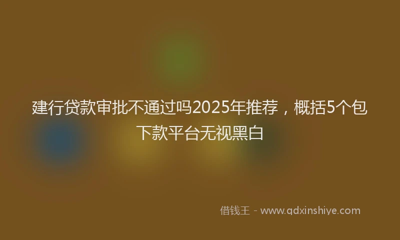 建行贷款审批不通过吗2025年推荐，概括5个包下款平台无视黑白
