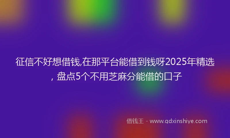 征信不好想借钱,在那平台能借到钱呀2025年精选，盘点5个不用芝麻分能借的口子