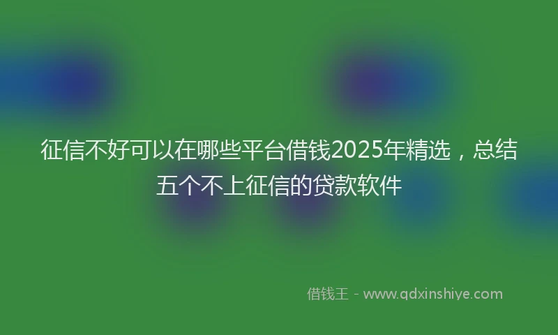征信不好可以在哪些平台借钱2025年精选，总结五个不上征信的贷款软件