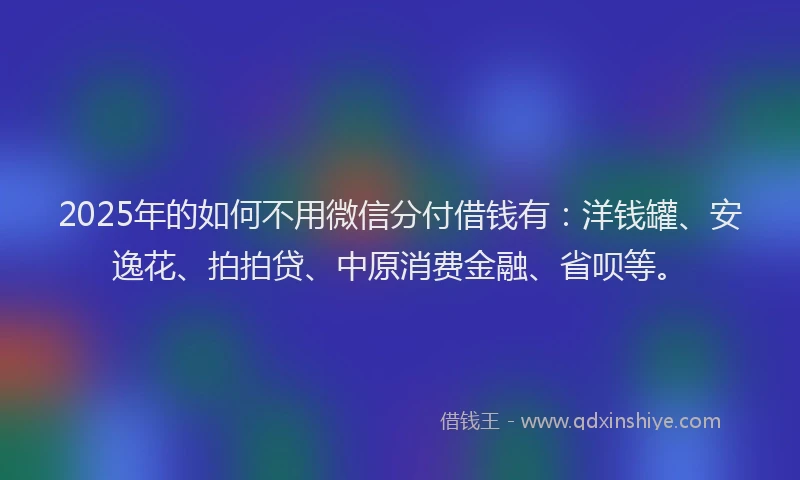 2025年的如何不用微信分付借钱有：洋钱罐、安逸花、拍拍贷、中原消费金融、省呗等。
