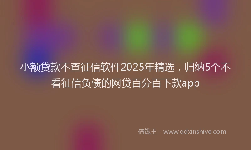 小额贷款不查征信软件2025年精选，归纳5个不看征信负债的网贷百分百下款app