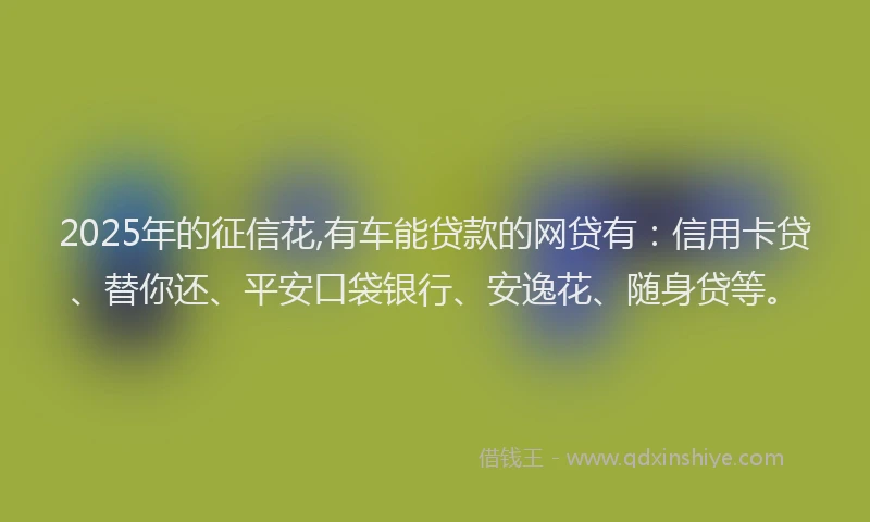 2025年的征信花,有车能贷款的网贷有：信用卡贷、替你还、平安口袋银行、安逸花、随身贷等。