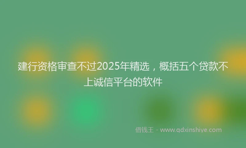 建行资格审查不过2025年精选，概括五个贷款不上诚信平台的软件