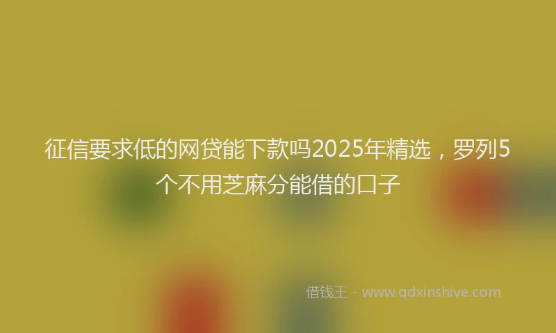 征信要求低的网贷能下款吗2025年精选，罗列5个不用芝麻分能借的口子