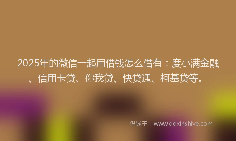 2025年的微信一起用借钱怎么借有：度小满金融、信用卡贷、你我贷、快贷通、柯基贷等。