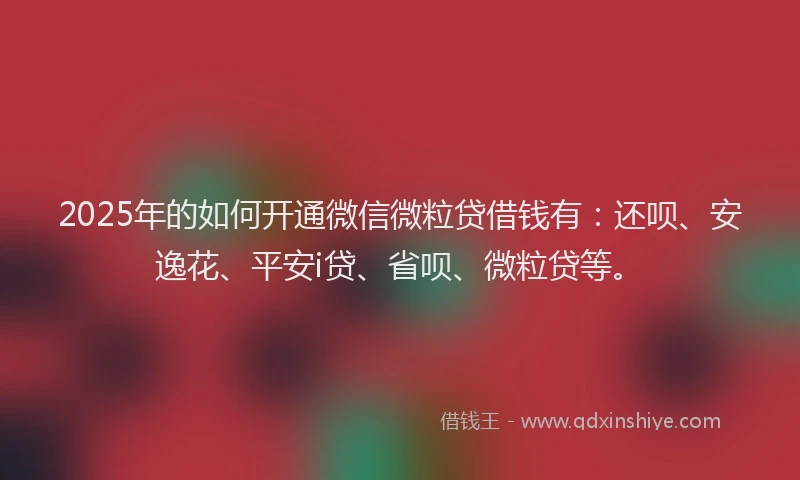 2025年的如何开通微信微粒贷借钱有：还呗、安逸花、平安i贷、省呗、微粒贷等。
