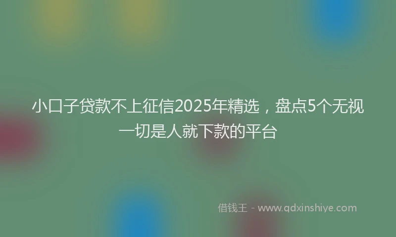 小口子贷款不上征信2025年精选，盘点5个无视一切是人就下款的平台