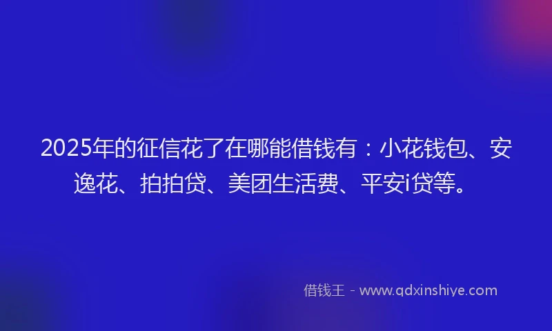 2025年的征信花了在哪能借钱有：小花钱包、安逸花、拍拍贷、美团生活费、平安i贷等。