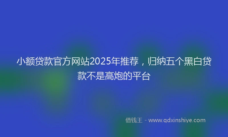小额贷款官方网站2025年推荐，归纳五个黑白贷款不是高炮的平台