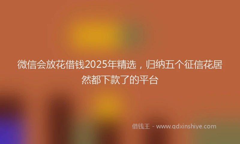 微信会放花借钱2025年精选，归纳五个征信花居然都下款了的平台