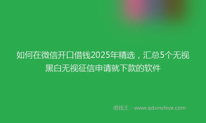如何在微信开口借钱2025年精选，汇总5个无视黑白无视征信申请就下款的软件