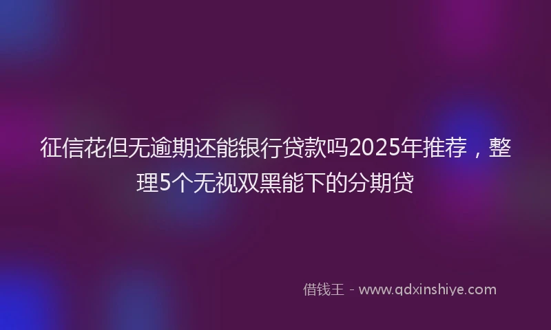 征信花但无逾期还能银行贷款吗2025年推荐，整理5个无视双黑能下的分期贷