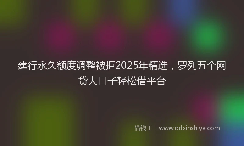建行永久额度调整被拒2025年精选，罗列五个网贷大口子轻松借平台