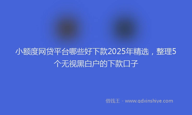 小额度网贷平台哪些好下款2025年精选，整理5个无视黑白户的下款口子