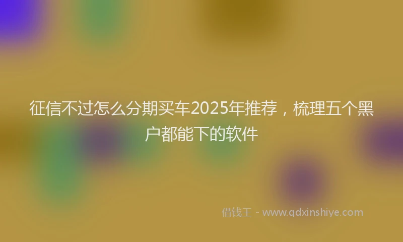 征信不过怎么分期买车2025年推荐，梳理五个黑户都能下的软件