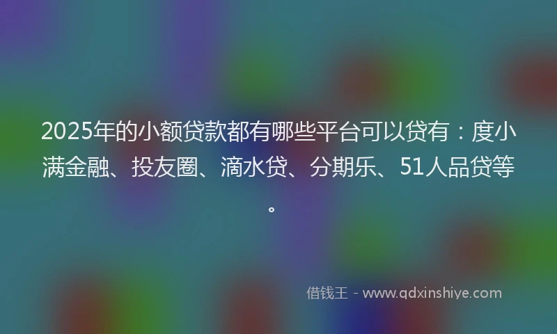 2025年的小额贷款都有哪些平台可以贷有：度小满金融、投友圈、滴水贷、分期乐、51人品贷等。