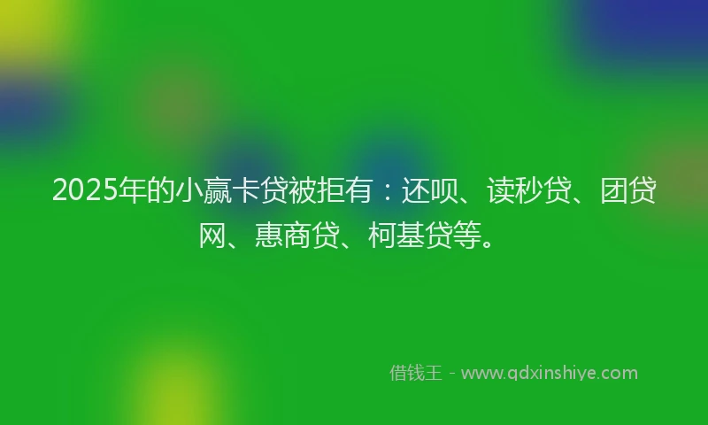 2025年的小赢卡贷被拒有：还呗、读秒贷、团贷网、惠商贷、柯基贷等。
