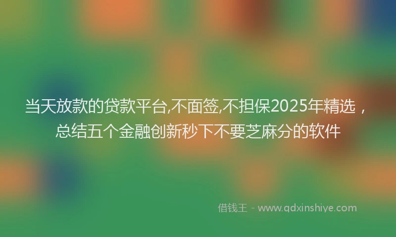 当天放款的贷款平台,不面签,不担保2025年精选，总结五个金融创新秒下不要芝麻分的软件