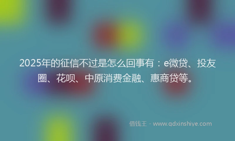 2025年的征信不过是怎么回事有：e微贷、投友圈、花呗、中原消费金融、惠商贷等。