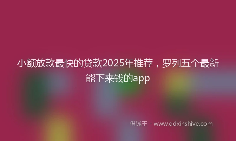 小额放款最快的贷款2025年推荐，罗列五个最新能下来钱的app