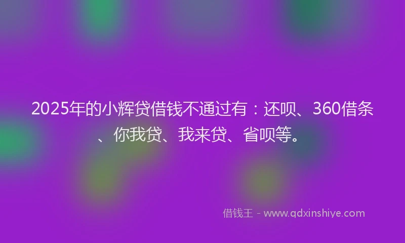 2025年的小辉贷借钱不通过有：还呗、360借条、你我贷、我来贷、省呗等。