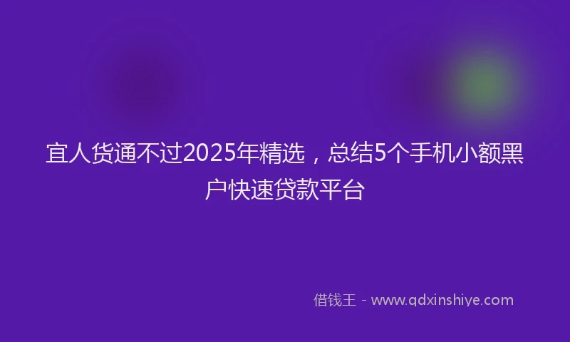 宜人货通不过2025年精选，总结5个手机小额黑户快速贷款平台