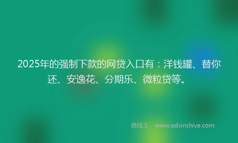 2025年的强制下款的网贷入口有：洋钱罐、替你还、安逸花、分期乐、微粒贷等。