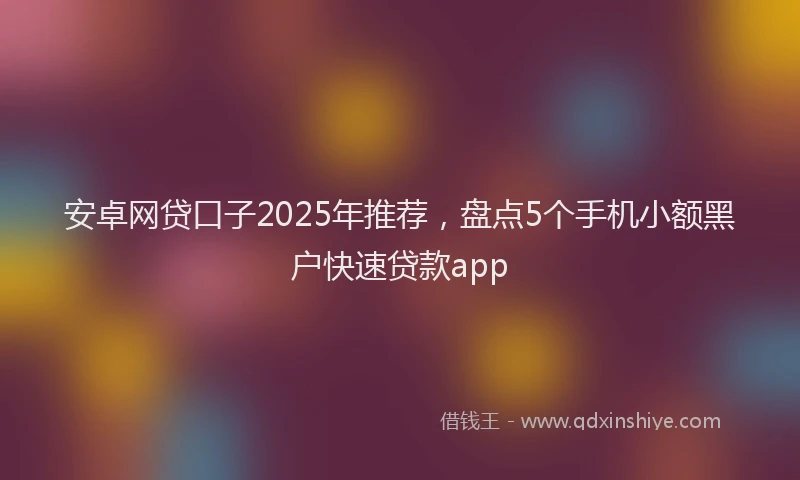 安卓网贷口子2025年推荐，盘点5个手机小额黑户快速贷款app