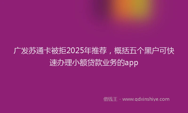 广发苏通卡被拒2025年推荐，概括五个黑户可快速办理小额贷款业务的app
