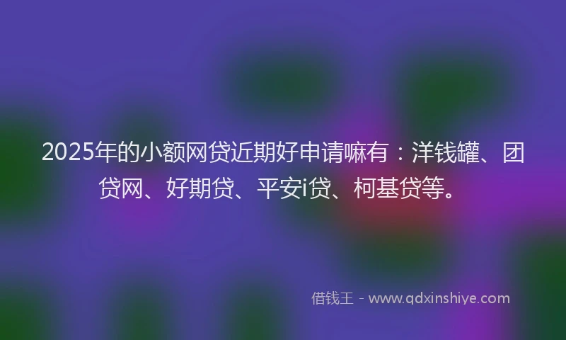 2025年的小额网贷近期好申请嘛有：洋钱罐、团贷网、好期贷、平安i贷、柯基贷等。