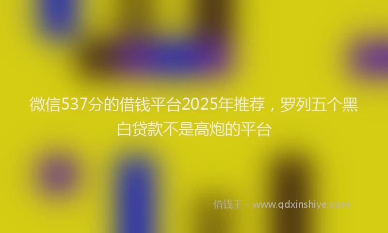 微信537分的借钱平台2025年推荐，罗列五个黑白贷款不是高炮的平台