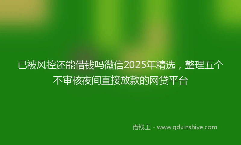 已被风控还能借钱吗微信2025年精选，整理五个不审核夜间直接放款的网贷平台