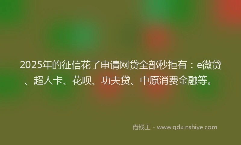 2025年的征信花了申请网贷全部秒拒有：e微贷、超人卡、花呗、功夫贷、中原消费金融等。
