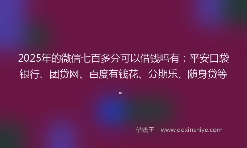2025年的微信七百多分可以借钱吗有：平安口袋银行、团贷网、百度有钱花、分期乐、随身贷等。