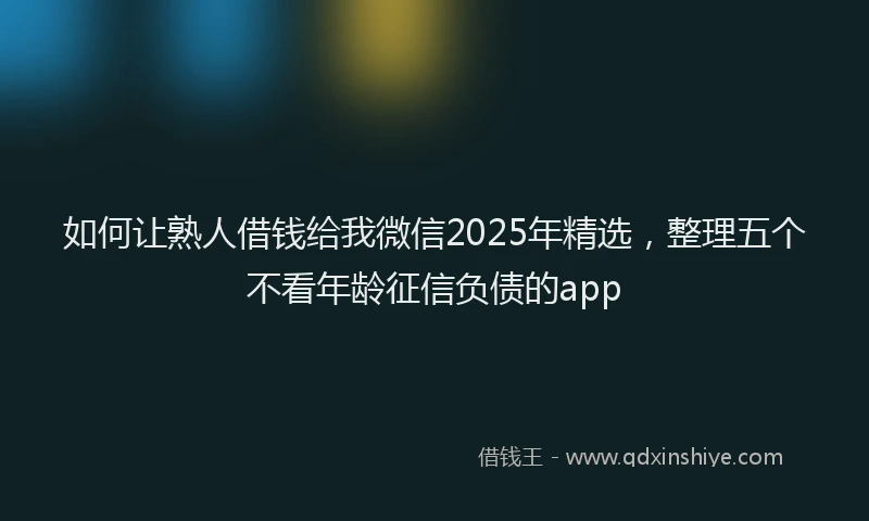 如何让熟人借钱给我微信2025年精选，整理五个不看年龄征信负债的app