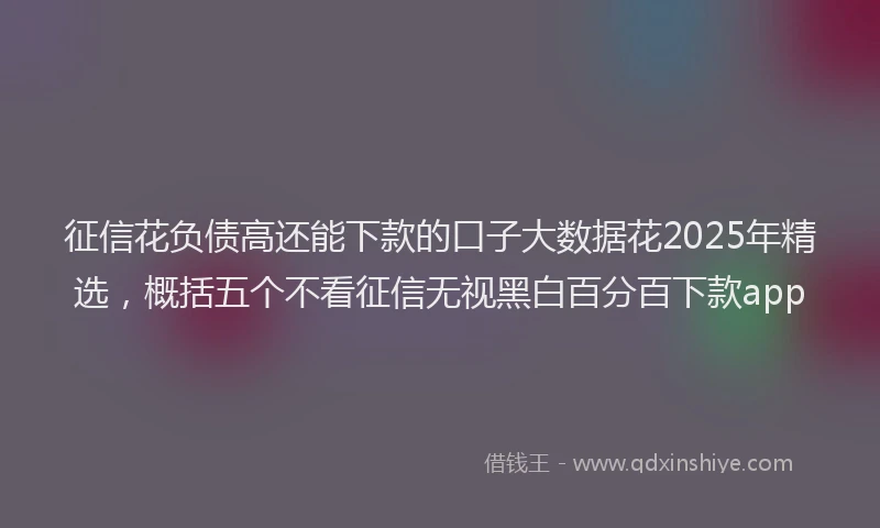 征信花负债高还能下款的口子大数据花2025年精选，概括五个不看征信无视黑白百分百下款app