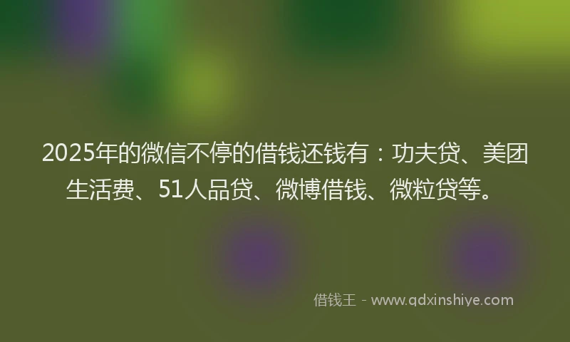 2025年的微信不停的借钱还钱有：功夫贷、美团生活费、51人品贷、微博借钱、微粒贷等。