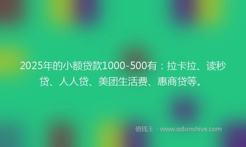 2025年的小额贷款1000-500有：拉卡拉、读秒贷、人人贷、美团生活费、惠商贷等。