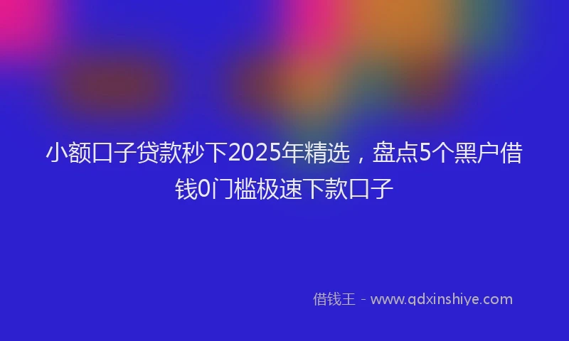 小额口子贷款秒下2025年精选，盘点5个黑户借钱0门槛极速下款口子