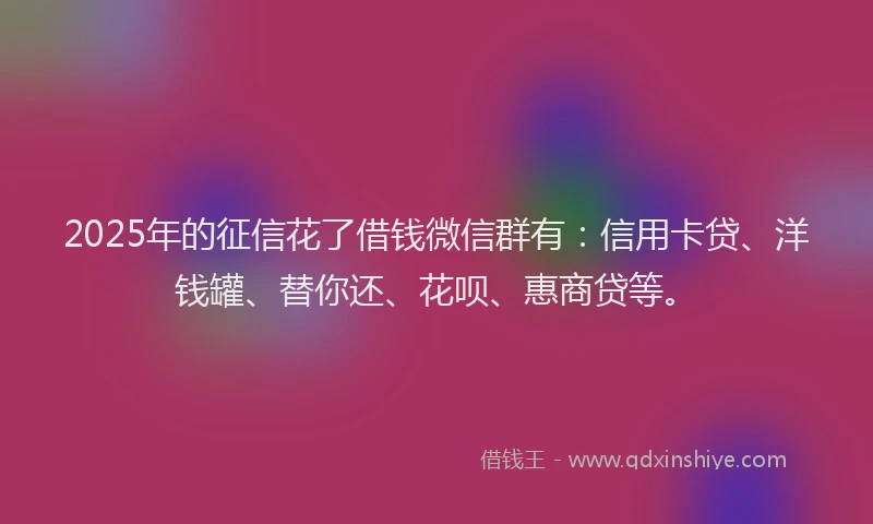 2025年的征信花了借钱微信群有：信用卡贷、洋钱罐、替你还、花呗、惠商贷等。
