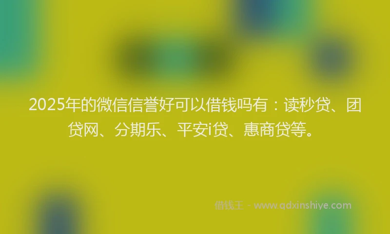 2025年的微信信誉好可以借钱吗有：读秒贷、团贷网、分期乐、平安i贷、惠商贷等。