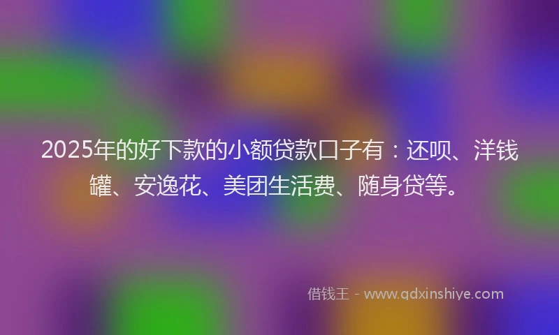 2025年的好下款的小额贷款口子有：还呗、洋钱罐、安逸花、美团生活费、随身贷等。