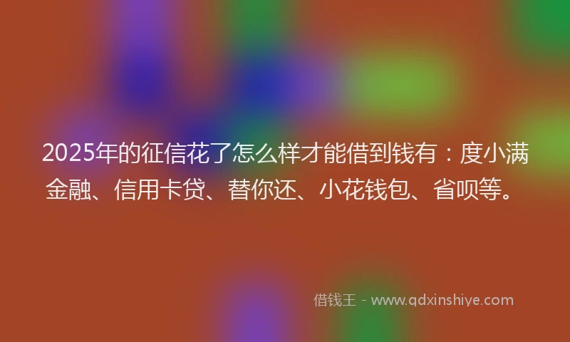 2025年的征信花了怎么样才能借到钱有：度小满金融、信用卡贷、替你还、小花钱包、省呗等。